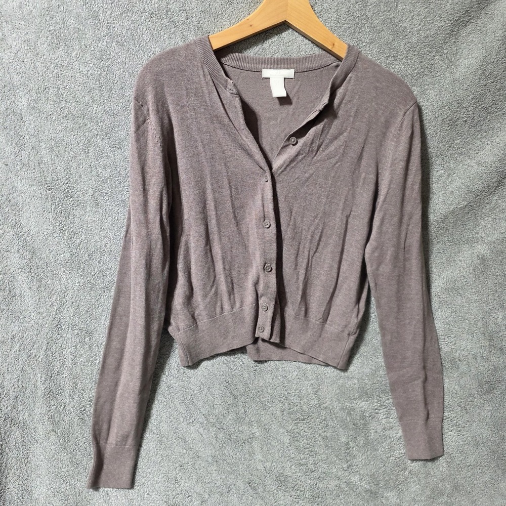 H&M Basic Women's Sz Medium Brown Sweater Cardigan Button Front Long Sleeve